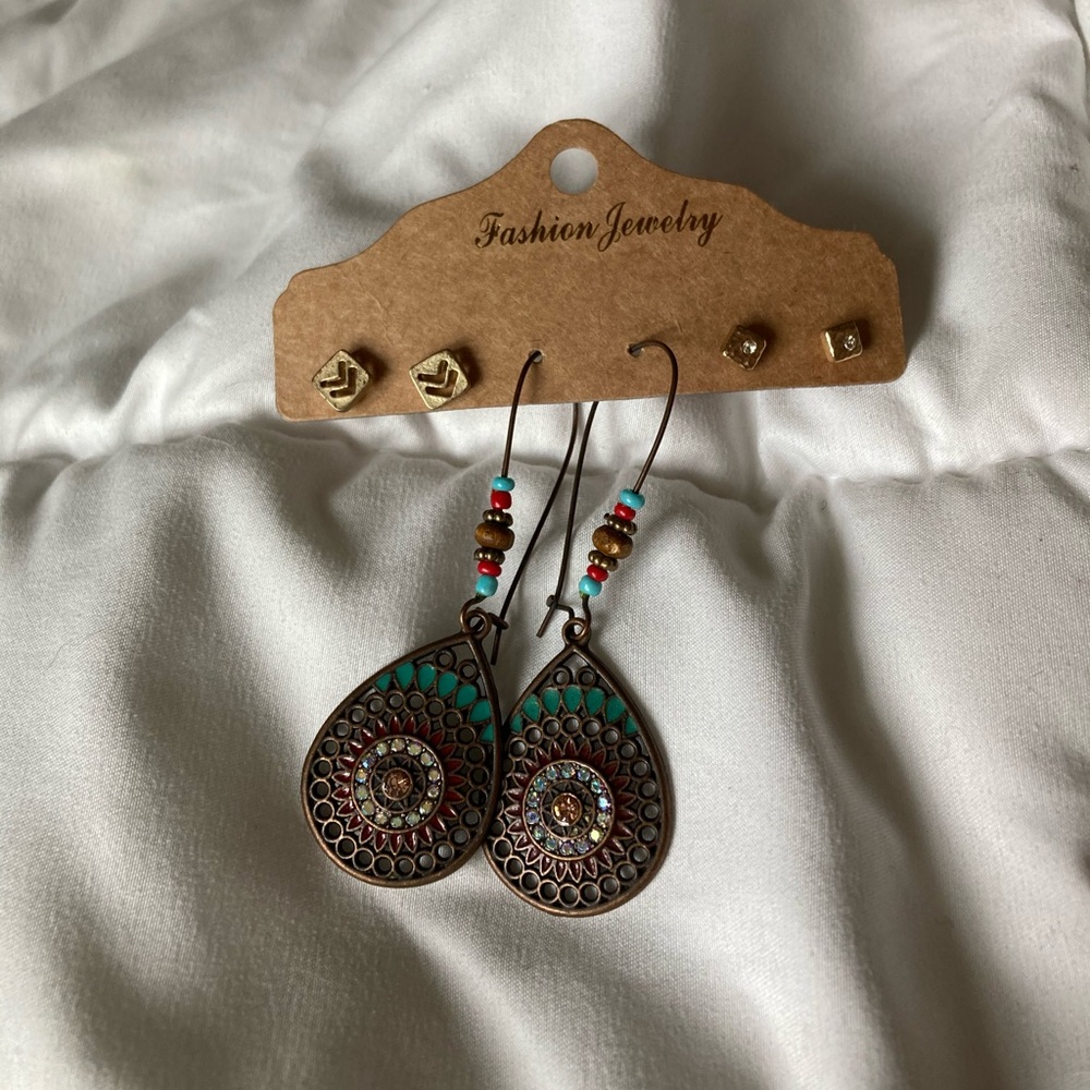 3 pair boho earrings
